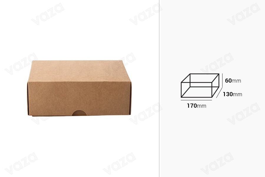 Schachtel aus Kraftpapier ohne Sichtfenster 170x130x60mm - 20 Stücke Schachtel aus Kraftpapier ohne Sichtfenster 170x130x60mm - 20 Stücke-εικόνα_διαστάσεις