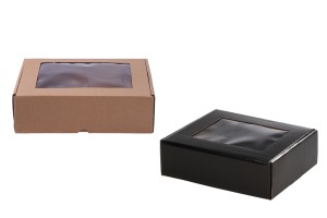 Boîte d'emballage en papier kraft avec fenêtre 240 x 180 x 70 mm - 20 pcs