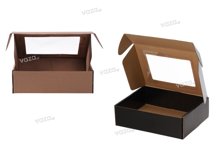 Κουτί συσκευασίας από χαρτί κραφτ με παράθυρο 240x180x70 mm - 20 τμχ