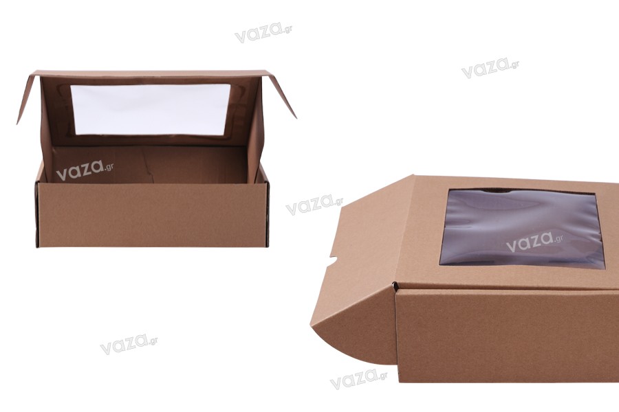Κουτί συσκευασίας από χαρτί κραφτ με παράθυρο 240x180x70 mm - 20 τμχ