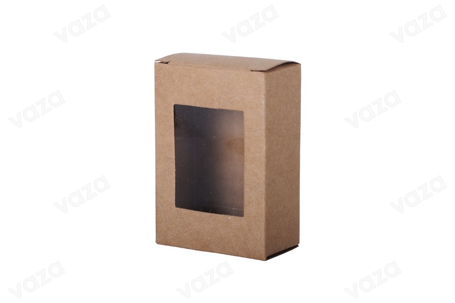 Verpackung für Seifen Kraftpapier mit 80x55x3 mm Fenster - 50 Stück Verpackung für Seifen Kraftpapier mit 80x55x3 mm Fenster - 50 Stück-εικόνα_προϊοντική