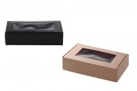 Kraft paper box with window in size 240x130x60 mm- 20 pcs