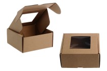 Boîte d'emballage en papier kraft avec fenêtre 130 x 120 x 60 mm - 20 pcs Boîte d'emballage en papier kraft avec fenêtre 130 x 120 x 60 mm - 20 pcs