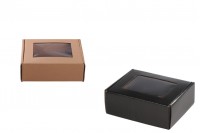 Kraft paper box with window in size 170x130x60 mm. Package with 20 pcs