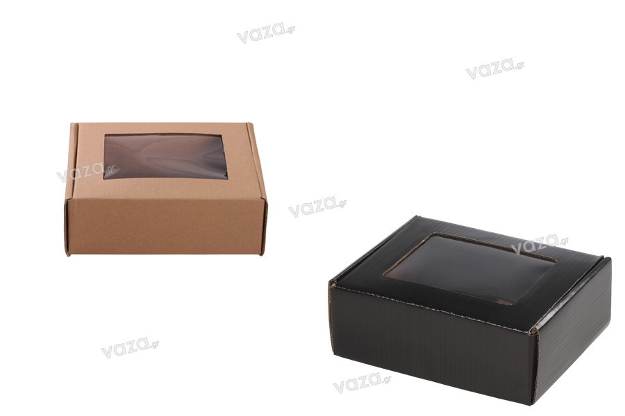 Κουτί συσκευασίας από χαρτί κραφτ με παράθυρο 170x130x60 mm - Συσκευασία 20τμχ