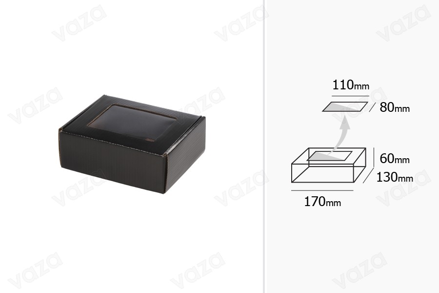 Schachtel aus Kraftpapier 170x130x60mm - 25 Stücke Schachtel aus Kraftpapier 170x130x60mm - 25 Stücke-εικόνα_διαστάσεις