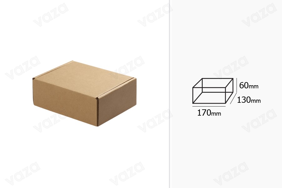 Kraft-Verpackungsbox ohne Fenster 170x130x60mm - Verpackung 20St Kraft-Verpackungsbox ohne Fenster 170x130x60mm - Verpackung 20St-εικόνα_διαστάσεις