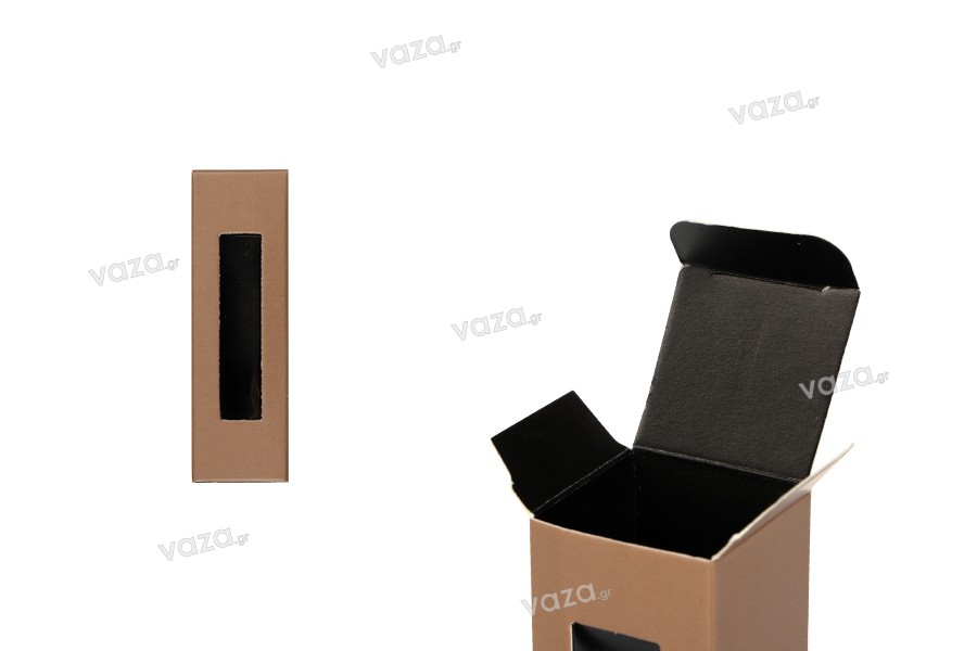 Cardboard box with window 25x25x85 in brown color - 50 pcs