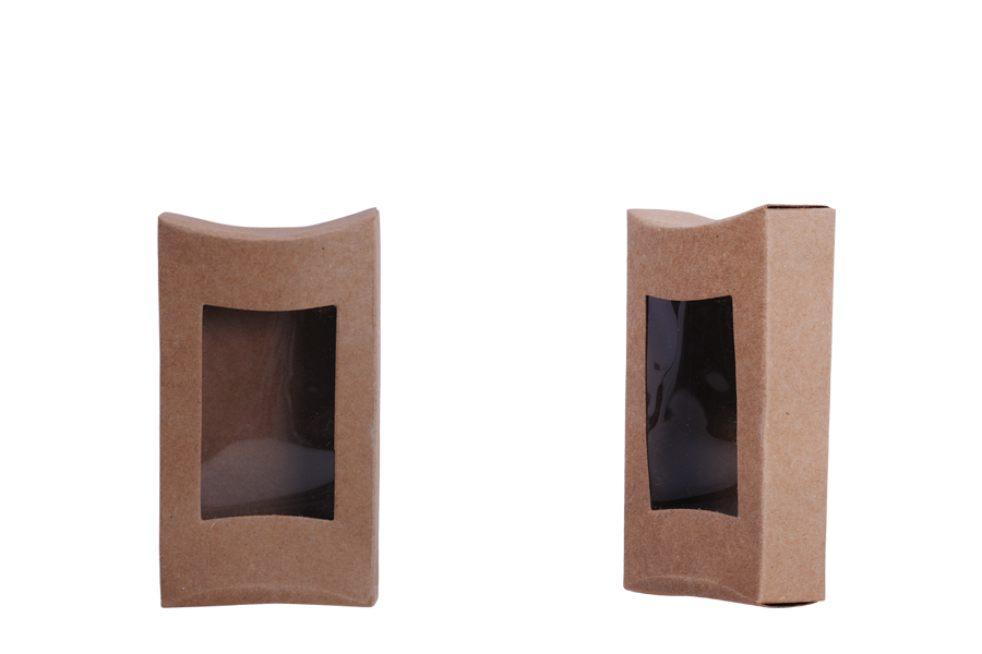 Boîte à savon en papier kraft 95 x 55 x 20 mm avec fenêtre et bords incurvés - 50 pcs Boîte à savon en papier kraft 95 x 55 x 20 mm avec fenêtre et bords incurvés - 50 pcs