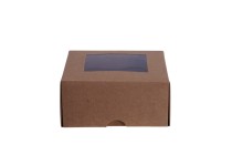 Boîte d'emballage en papier kraft avec fenêtre 130 x 120 x 60 mm - 20 pcs Boîte d'emballage en papier kraft avec fenêtre 130 x 120 x 60 mm - 20 pcs