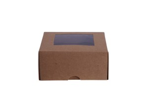 Boîte d'emballage en papier kraft avec fenêtre 130 x 120 x 60 mm - 20 pcs