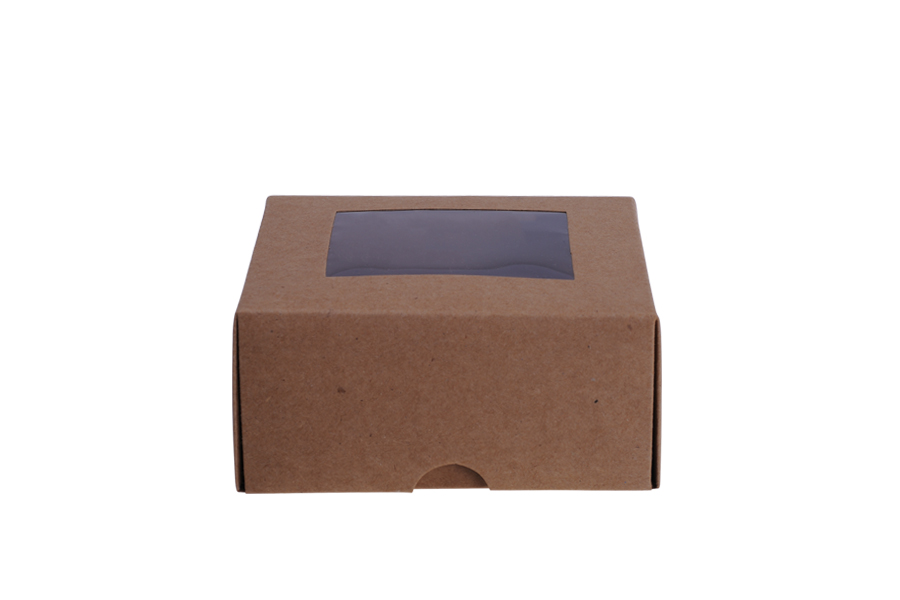 Boîte d'emballage en papier kraft avec fenêtre 130 x 120 x 60 mm - 20 pcs Boîte d'emballage en papier kraft avec fenêtre 130 x 120 x 60 mm - 20 pcs