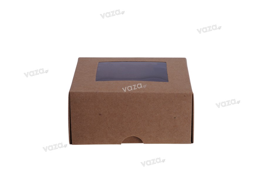 Κουτί συσκευασίας από χαρτί κραφτ με παράθυρο 130x120x60 mm - 20 τμχ
