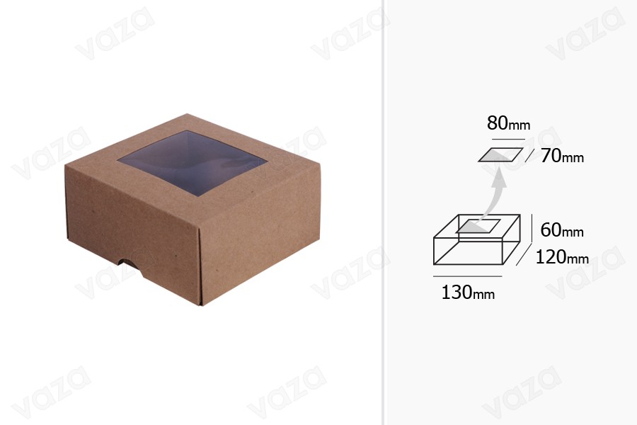 Verpackungskasten Kraftpapier 130x120x60 mm Box - 20 Stück Verpackungskasten Kraftpapier 130x120x60 mm Box - 20 Stück-bildabmessungen