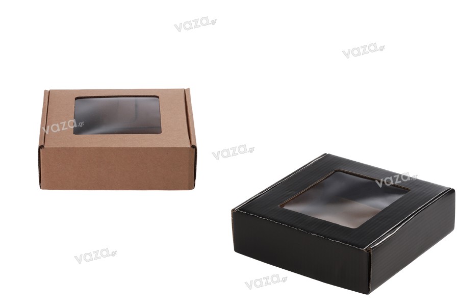Κουτί συσκευασίας από χαρτί κραφτ με παράθυρο 170x170x50 mm - Συσκευασία 20 τμχ