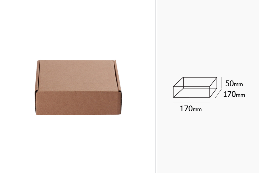 Boîte d'emballage en papier kraft sans fenêtre 170 x 170 x 50 mm - Lot de 20 pièces