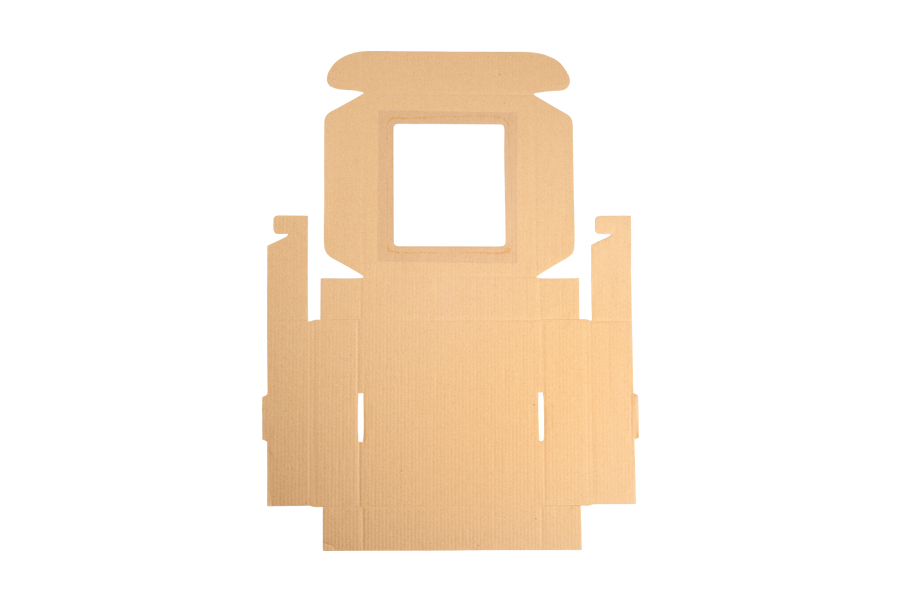 Boîte d'emballage en papier kraft avec fenêtre 210 x 210 x 50 mm - Lot de 20 pièces