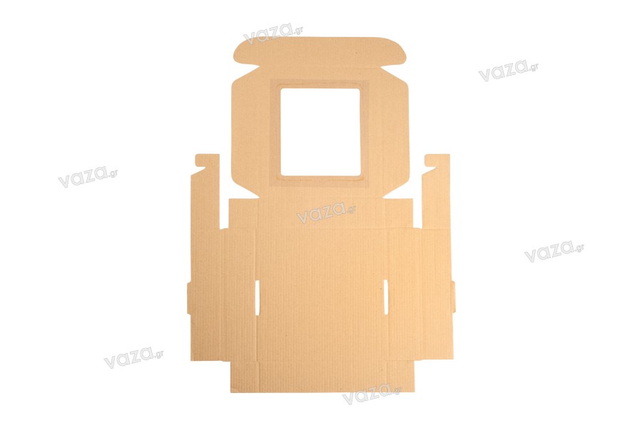 Κουτί συσκευασίας από χαρτί κραφτ με παράθυρο 210x210x50 mm - Συσκευασία 20 τμχ