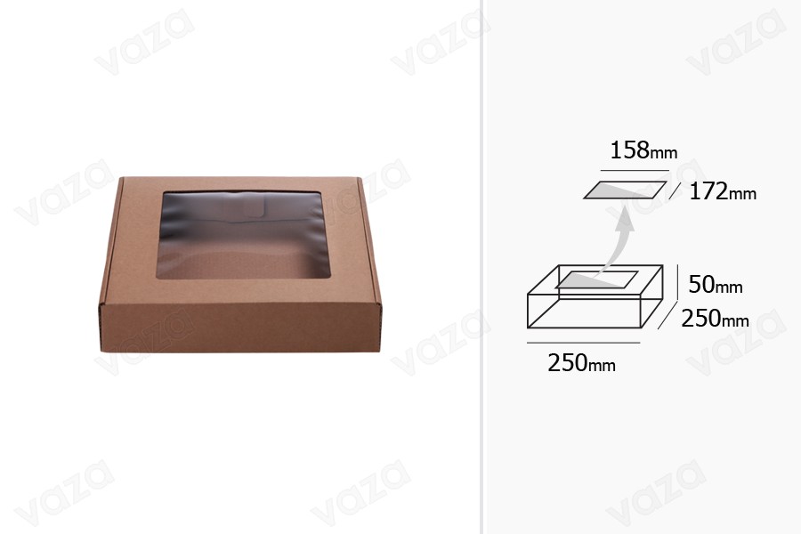 Schachtel aus Kraftpapier mit Sichtfenster 250x250x50mm - 20 Stücke-bildgruppe