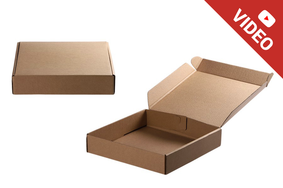 Boîte d'emballage en papier kraft sans fenêtre 250 x 250 x 50 mm - Lot de 20 pièces
