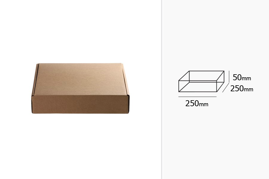 Boîte d'emballage en papier kraft sans fenêtre 250 x 250 x 50 mm - Lot de 20 pièces
