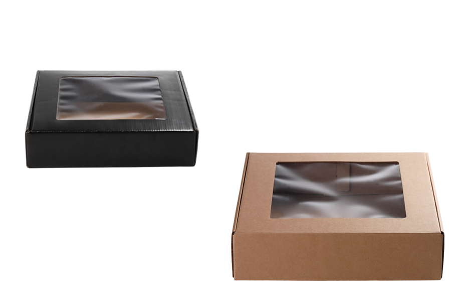 Verpackungsbox aus Kraftpapier mit Fenster 300x300x70mm - Verpackung 20 Stck Verpackungsbox aus Kraftpapier mit Fenster 300x300x70mm - Verpackung 20 Stck