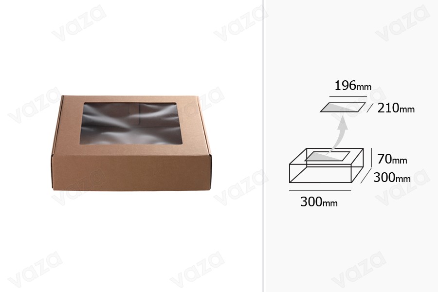 Verpackungsbox aus Kraftpapier mit Fenster 300x300x70mm - Verpackung 20 Stck Verpackungsbox aus Kraftpapier mit Fenster 300x300x70mm - Verpackung 20 Stck-bildgruppe