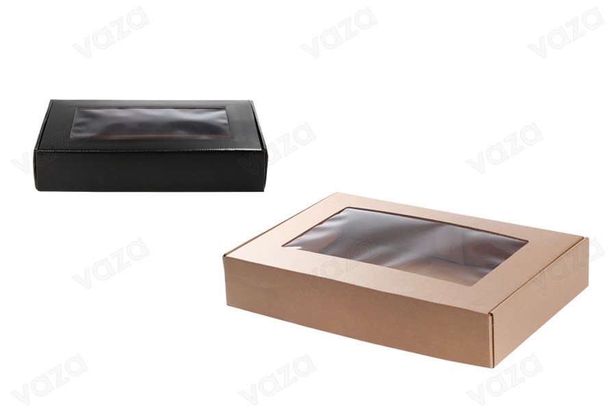 Verpackungsbox aus Kraftpapier mit 400x250x70mm Fenster - Packung pro 20 Stck Verpackungsbox aus Kraftpapier mit 400x250x70mm Fenster - Packung pro 20 Stck-produktbild