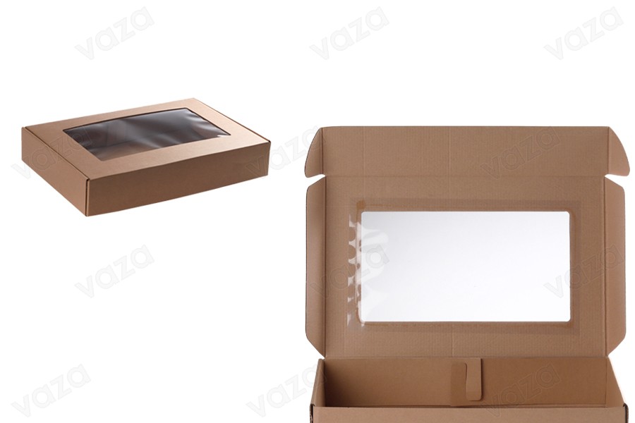 Verpackungsbox aus Kraftpapier mit 400x250x70mm Fenster - Packung pro 20 Stck Verpackungsbox aus Kraftpapier mit 400x250x70mm Fenster - Packung pro 20 Stck-bildgruppe