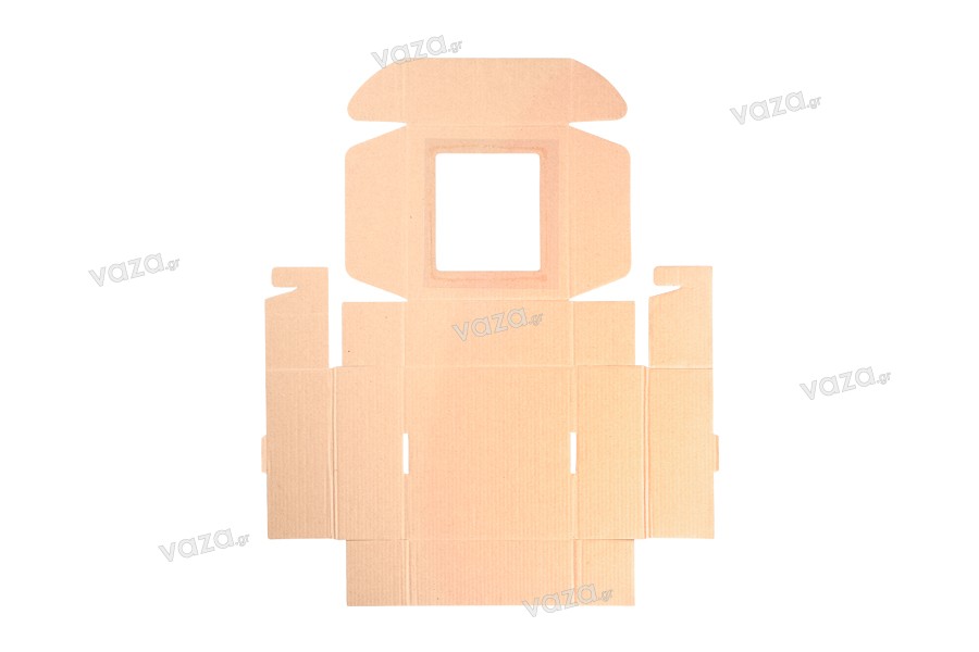 Κουτί συσκευασίας από χαρτί κραφτ με παράθυρο 180x180x70 mm - Συσκευασία 20 τμχ