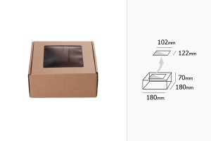 Boîte d'emballage en papier kraft avec fenêtre 180 x 180 x 70 mm - Lot de 20 pièces-5