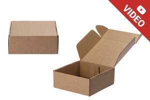 Boîte d'emballage en papier kraft sans fenêtre 180 x 180 x 70 mm - Lot de 20 pièces