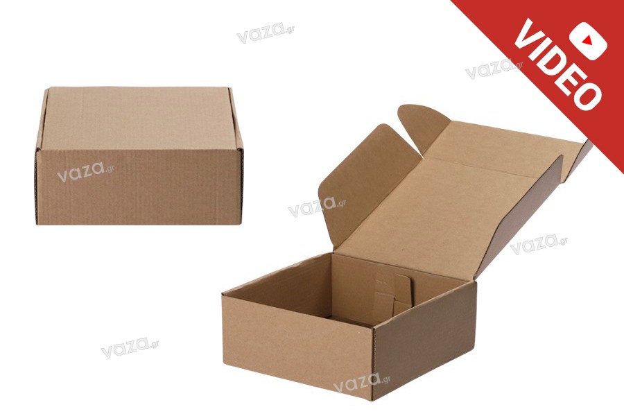 Κουτί συσκευασίας από χαρτί κραφτ χωρίς παράθυρο 180x180x70 mm - Συσκευασία 20 τμχ