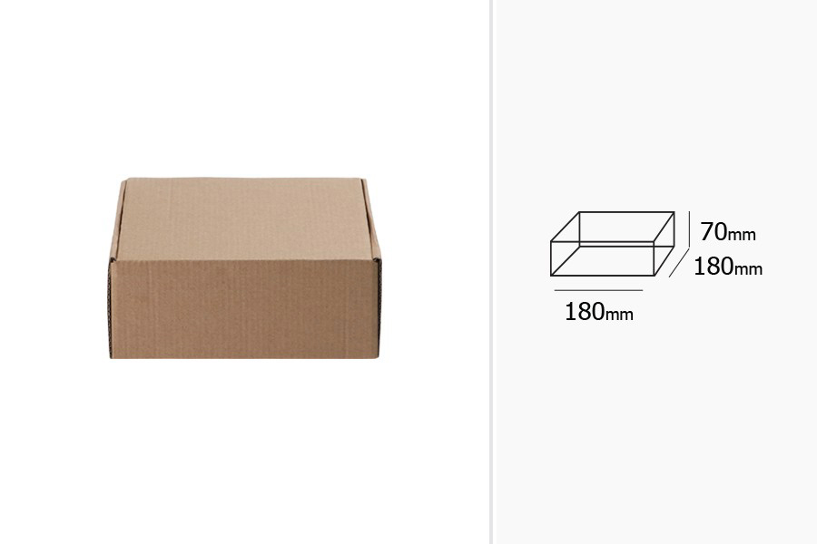 Boîte d'emballage en papier kraft sans fenêtre 180 x 180 x 70 mm - Lot de 20 pièces Boîte d'emballage en papier kraft sans fenêtre 180 x 180 x 70 mm - Lot de 20 pièces
