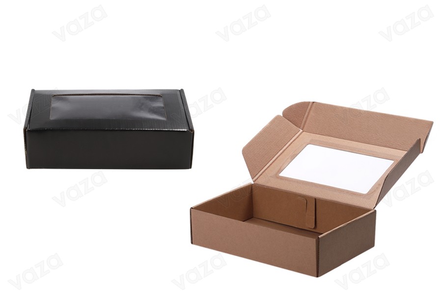 Kraftpapierbox mit 280x180x70mm Fenster - 20St-produktbild