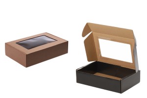 Boîte d'emballage en papier kraft avec fenêtre 280 x 180 x 70 mm - Lot de 20 pièces-2
