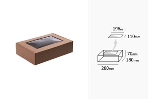 Boîte d'emballage en papier kraft avec fenêtre 280 x 180 x 70 mm - Lot de 20 pièces-3