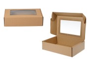Kraft paper box with window in size 265x180x70 mm - Available in a package with 20pcs