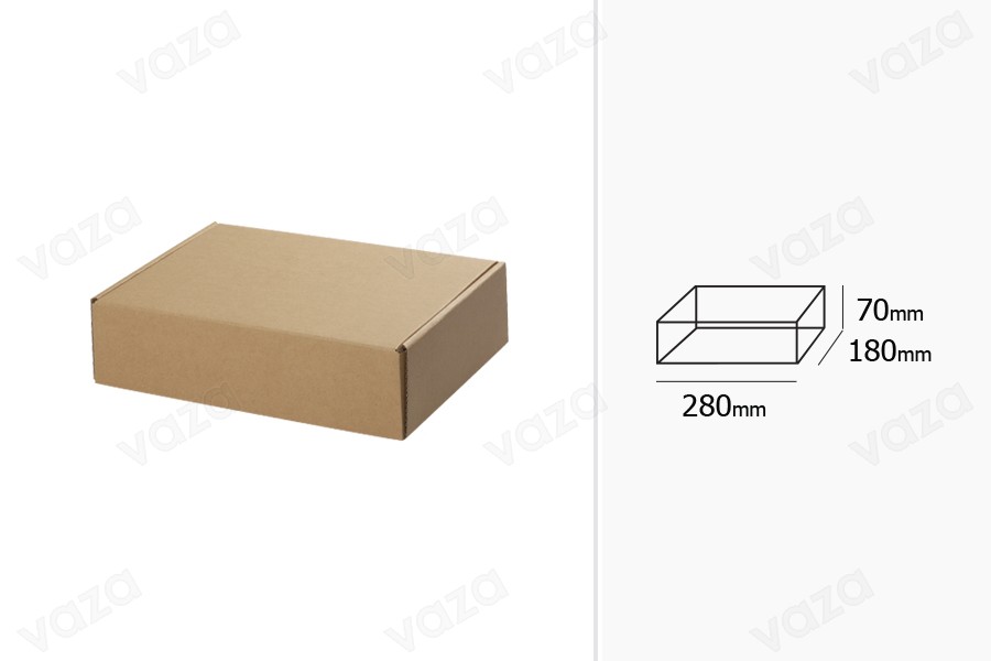 Kraftpackbox ohne Fenster 280x180x70mm - 20 Stck Kraftpackbox ohne Fenster 280x180x70mm - 20 Stck-εικόνα_διαστάσεις