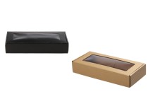 Boîte d'emballage en papier kraft avec fenêtre 280 x 130 x 50 mm - 20 pièces Boîte d'emballage en papier kraft avec fenêtre 280 x 130 x 50 mm - 20 pièces