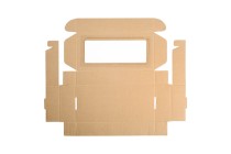 Boîte d'emballage en papier kraft avec fenêtre 280 x 130 x 50 mm - 20 pièces Boîte d'emballage en papier kraft avec fenêtre 280 x 130 x 50 mm - 20 pièces