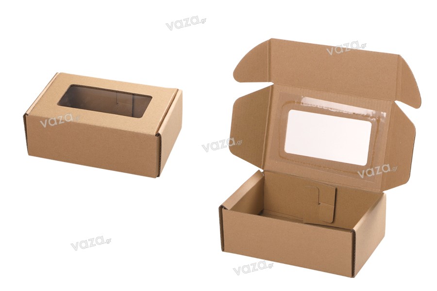 Κουτί συσκευασίας από χαρτί κραφτ με παράθυρο 185x120x65 mm - 20 τμχ
