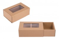 Boîte d'emballage de type tiroir en papier kraft avec fenêtre 185 x 120 x 65 mm - 50 pcs