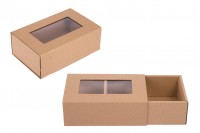 Kraft paper drawer box with window in size 185x120x65 mm - 50 pcs