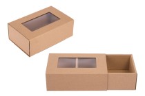 Boîte d'emballage de type tiroir en papier kraft avec fenêtre 185 x 120 x 65 mm - 50 pcs Boîte d'emballage de type tiroir en papier kraft avec fenêtre 185 x 120 x 65 mm - 50 pcs
