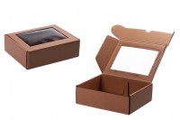 Kraft paper box with window in size 230x180x70 mm - Available in a package with 20 pcs