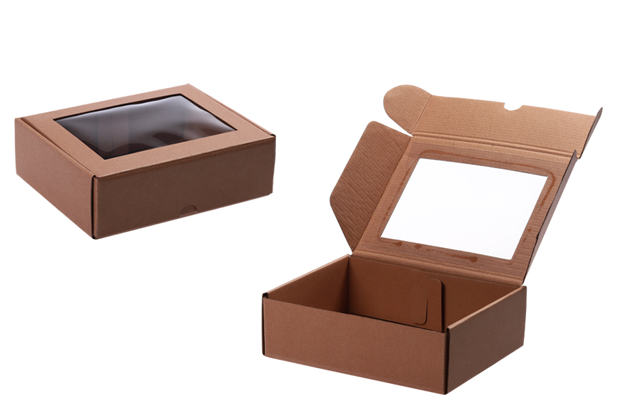 Emballage en carton kraft avec fenêtre pour emballage 90x50x130mm