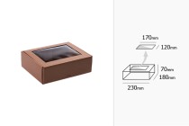 Boîte d'emballage en papier kraft avec fenêtre 230 x 180 x 70 mm - Lot de 20 pièces