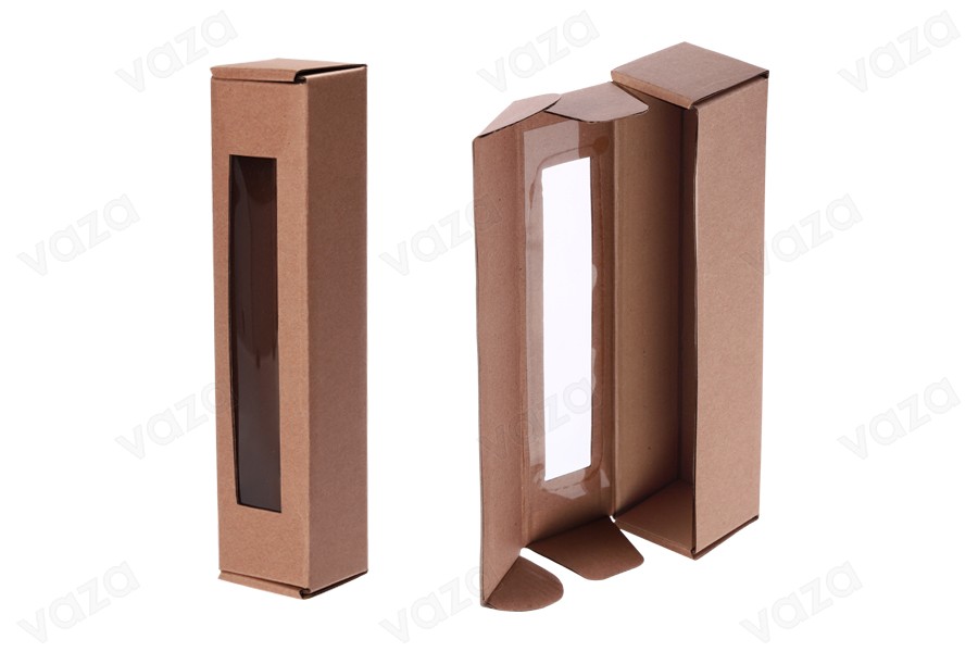 Schachtel aus Kraftpapier mit Sichtfenster 55x55x250mm - 20 Stücke-produktbild