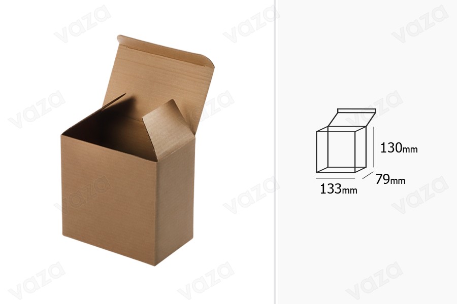 Verpackungsbox 133x79x130mm aus Kraftpapier - 20 Stk Verpackungsbox 133x79x130mm aus Kraftpapier - 20 Stk-εικόνα_διαστάσεις
